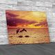 Two Dolphins Jump Into The Sunset Canvas Print Large Picture Wall Art