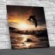 Dolphin Jumps At The Sunset Square Canvas Print Large Picture Wall Art