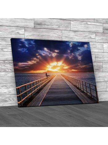Long Jetty Sunset Canvas Print Large Picture Wall Art