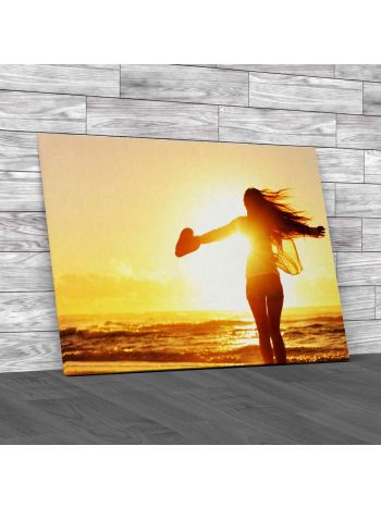 Wind In Her Hair Sunset Canvas Print Large Picture Wall Art
