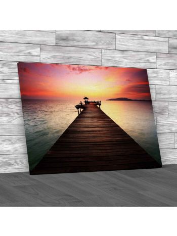 Beautiful Jetty Sunset Canvas Print Large Picture Wall Art