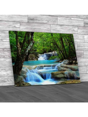 Stream with Waterfall Canvas Print Large Picture Wall Art