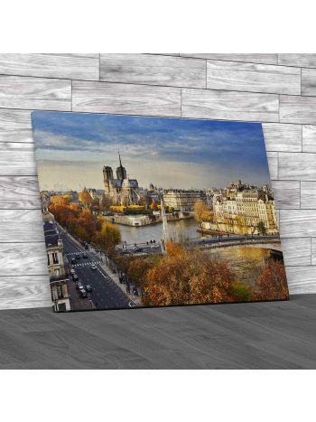 Scenic View Of Notre Dame De Paris Canvas Print Large Picture Wall Art
