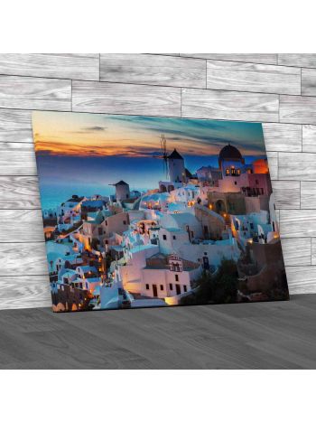 Lights Of Santorini Greece Canvas Print Large Picture Wall Art