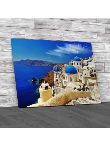 Santorini View Of Caldera With Domes Canvas Print Large Picture Wall Art
