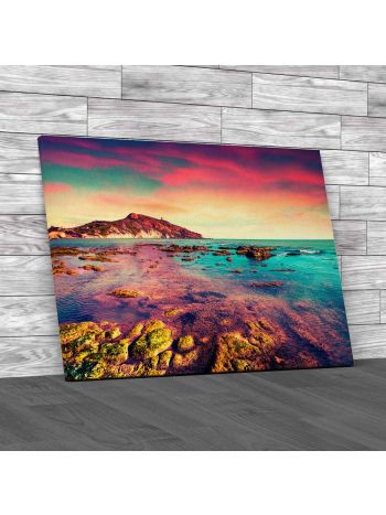 Sunset From The Giallonardo Beach Sicily Canvas Print Large Picture Wall Art