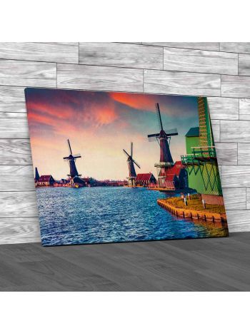 Zaandam Mills Canvas Print Large Picture Wall Art