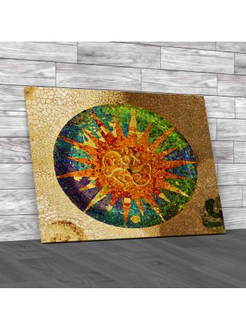 Mosaic In Parc Guell In Barcelona Canvas Print Large Picture Wall Art
