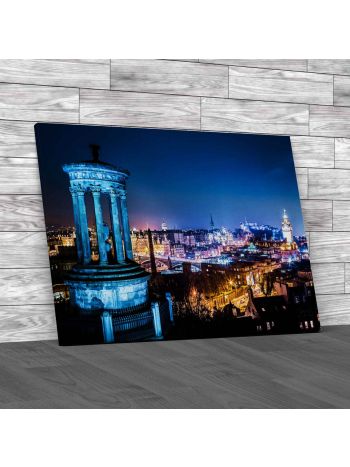 Night View Of The Edinburgh Skyline Canvas Print Large Picture Wall Art