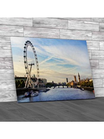 River Thames View Canvas Print Large Picture Wall Art