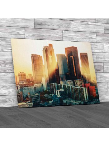 Los Angeles Skyline At Sunset Canvas Print Large Picture Wall Art