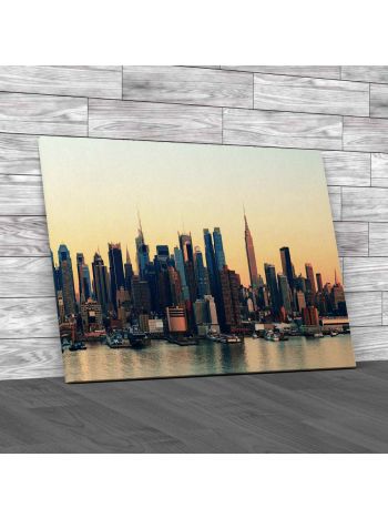 New York Manhattan Sunset Canvas Print Large Picture Wall Art