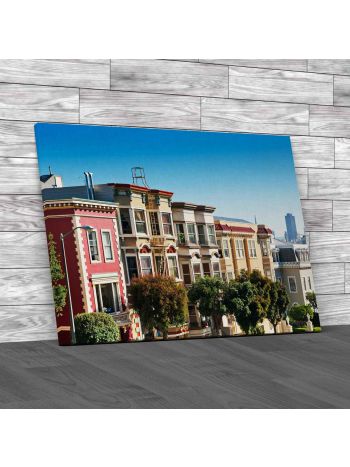 Row Of Apartments In San Francisco Canvas Print Large Picture Wall Art