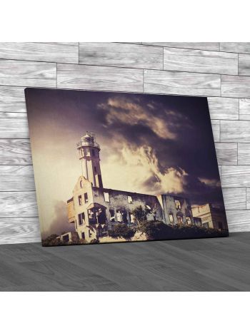 Stormy Sky Over Alcatraz Island In San Francisco Canvas Print Large Picture Wall Art