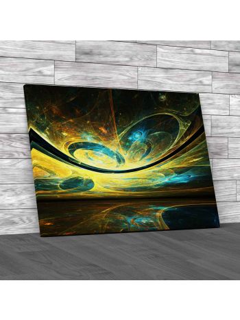 Surreal Blue And Yellow Fractal Canvas Print Large Picture Wall Art
