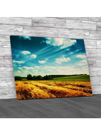 Wheat Field And Clouds Canvas Print Large Picture Wall Art