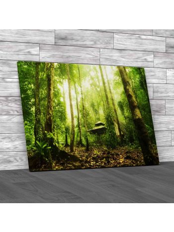 Green Forest And Huts Malaysia Canvas Print Large Picture Wall Art