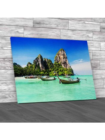 Longtale Boats In Thailand Canvas Print Large Picture Wall Art