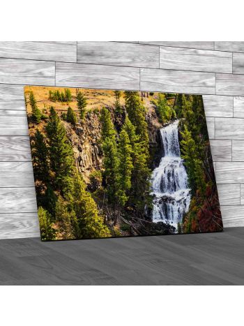 Waterfall At Yellowstone National Park Canvas Print Large Picture Wall Art