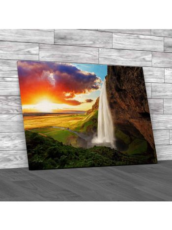 Seljalandsfoss Waterfall Iceland Canvas Print Large Picture Wall Art