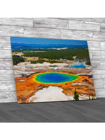 Grand Prismatic Spring In Yellowstone National Park Canvas Print Large Picture Wall Art