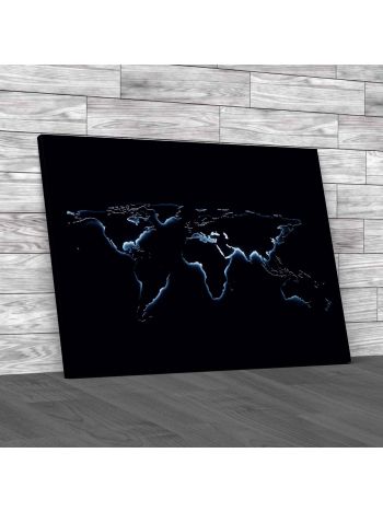 Blue Glow World Map Canvas Print Large Picture Wall Art