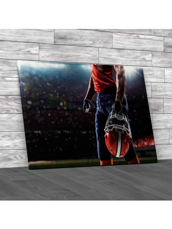 American Football Player In Stadium Canvas Print Large Picture Wall Art