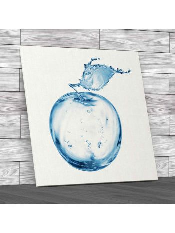 Apple Made Of Water Square Canvas Print Large Picture Wall Art