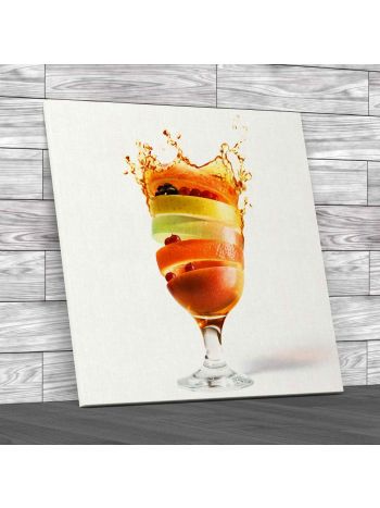 Fruit Cocktail Glass Square Canvas Print Large Picture Wall Art