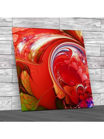 Abstract Coloured Paint Square Canvas Print Large Picture Wall Art